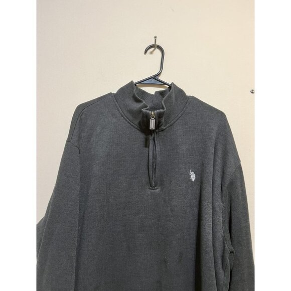 U.S. POLO ASSN Men  Quarter Zip Pullover Sweater Top Black Size 2XL - Picture 5 of 12